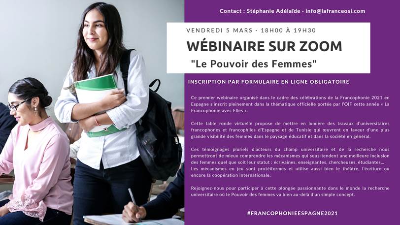 Arranca el Mes de la Francofonía: Webinar «La Francofonía en femenino: el poder de las mujeres»